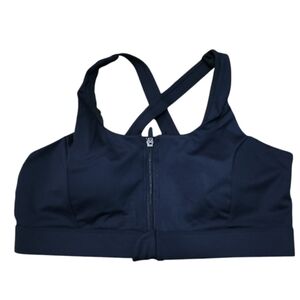 ANCOLOV Women's Black Front Zip Sports‎ Bra Size 2XL